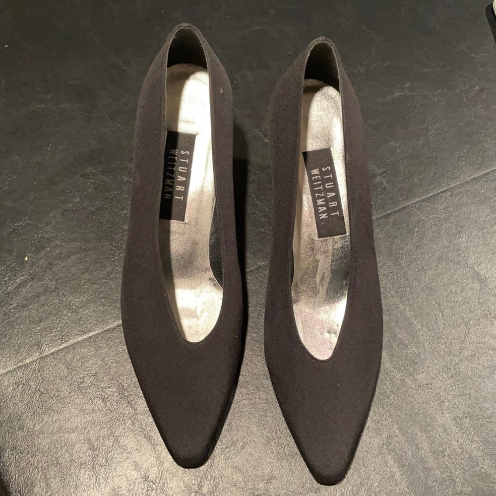 Stuart Weitzman black fabric 2 inch heel